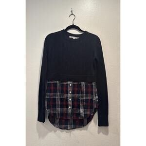 Veronica Beard Women’s Size Small Garret Rib Knit Plaid Tunic As Seen Wool Blend